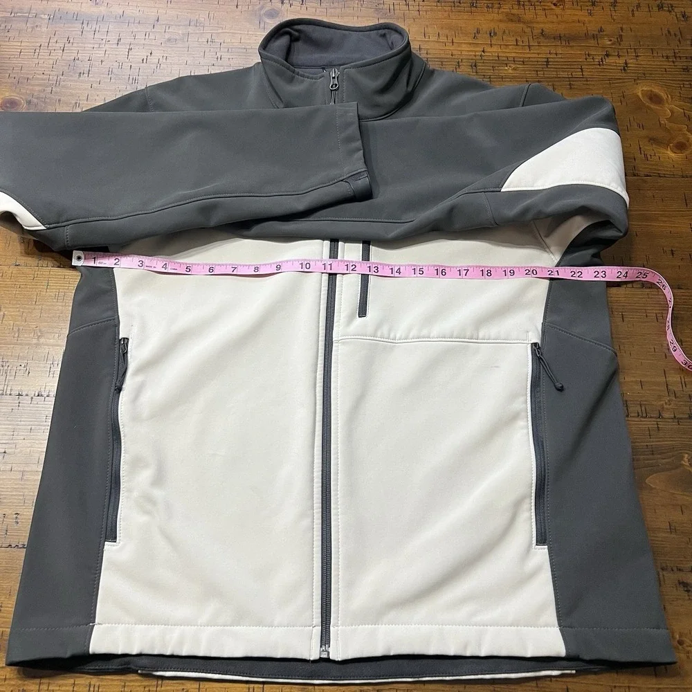 The North Face Mens Full Zip Soft Shell Jacket Size Large Two Tone Gray Beige